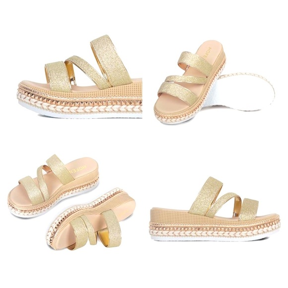 NEW Women Platform Sandals Espadrille Slip on Open Toe Boho Wedge Sandal Size 10 - Picture 11 of 13